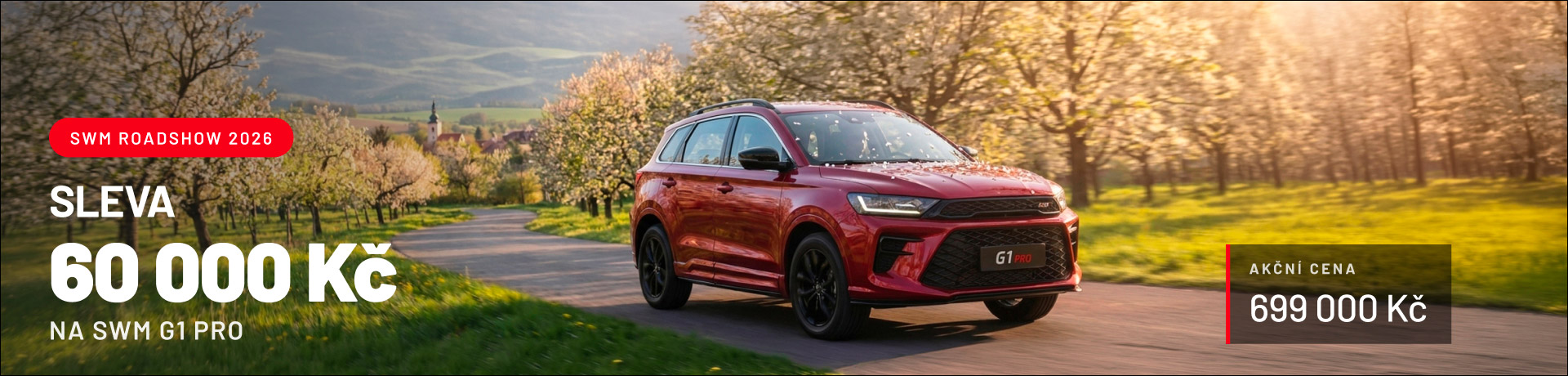 Sleva 60 000 Kč na SWM G1 PRO — Roadshow 14. 5. – 30. 6. 2026